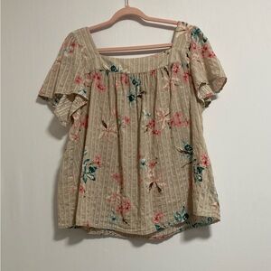 torrid Beige Floral Square-Neck Tunic